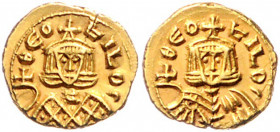 BYZANTINISCHES REICH, Theophilos, 829-842, AV Semissis, Syrakus. Büste des Theophilos v.vorn. Rs.Büste des Theophilos v.vorn. 1,84g.
GOLD, Sr., vz
S...