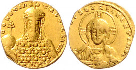 BYZANTINISCHES REICH, Constantin VII. und Romanos I., 920-944, AV Solidus, Konstantinopel. Büste Christi v.vorn. Rs.Büste Constantins mit Patriarchenk...
