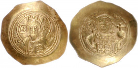 BYZANTINISCHES REICH, Michael VII., 1071-1078, AV Histamenon Nomisma =Scyphat, Konstantinopel. Christus thronend v.vorn. Rs.Kaiser v.vorn mit Labarum ...