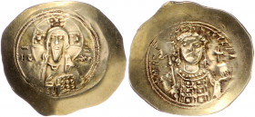 BYZANTINISCHES REICH, Michael VII., 1071-1078, AV Histamenon Nomisma =Scyphat, Konstantinopel. Christusbüste v.vorn. Rs.Kaiser v.vorn mit Labarum und ...