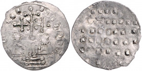 BYZANTINISCHES REICH, Nikephoros III., 1078-1081, Beischlag zu einem AR Miliaresion. Kreuz auf Stufen, darauf X, darunter Kaiserpaar. Rs.Quadrate anst...