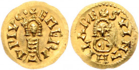 WESTGOTEN, Suinthila, 621-631, AV Tremissis, Emerita. Büste v.vorn, +SVINTHIHLARE. Rs.Büste v.vorn, +EMERITAPIVS. 1,50g.
GOLD, vz
Miles 235i