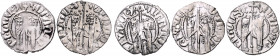 ARMENIEN, Hetoum I. und Königin Zabel, 1220-1252, Lot von 5 Stk. AR Tram o.J. König und Königin v.vorn, halten langes Kreuz (mit und ohne Punkt). Rs.L...
