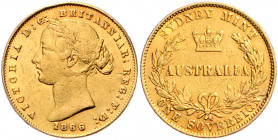 AUSTRALIEN, Victoria, 1837-1901, Sovereign 1866. 7,93g. -Mwst befreit-
GOLD, f.vz
KM 6; Frbg.15
