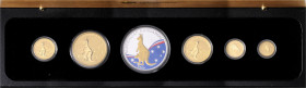 AUSTRALIEN, Elisabeth II., seit 1952, 195 Dollars Prestige Set. Australian Kangaroo. 1, 1/2, 1/4, 1/10, 1/20 Oz. AU, dazu 1 Oz. AG (farbveredelt). 59,...