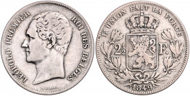 BELGISCHES KÖNIGREICH, Leopold I., 1831-1865, 2 1/2 Francs 1849.
s
KM 11