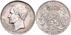 BELGISCHES KÖNIGREICH, Leopold I., 1831-1865, 5 Francs 1851.
vz/vz-st
KM 17