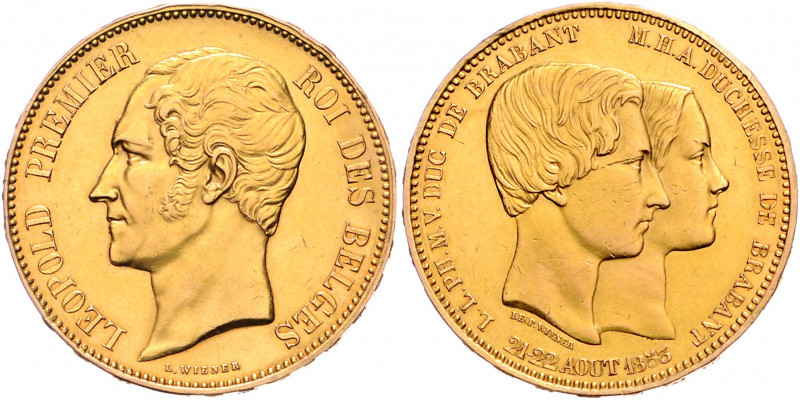 *BELGISCHES KÖNIGREICH, Leopold I., 1831-1865, 100 Francs 1853. 32,2g.
GOLD, se...