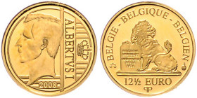 BELGISCHES KÖNIGREICH, Albert II., seit 1993, 12 1/2 Euro 2008. Verfassung. 1,25g fein. -Mwst befreit-
GOLD, PP
KM 271