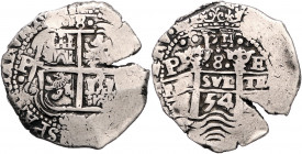 BOLIVIEN, Philipp IV., 1621-1665, 8 Reales 1654 P.E. Potosi. 27,99g.
Sr., ss
KM 21