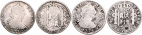 BOLIVIEN, Karl III., 1759-1788, 4 Reales 1775 J.R., Potosi; 4 Reales 1779 P.R., Potosi (Var.1779/7).
2 Stk., s-ss
KM 54