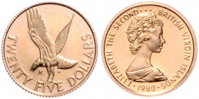 *BRITISH VIRGIN ISLANDS, Elisabeth II., seit 1952, 25 Dollars 1980. Fischadler. 1,5g.
GOLD, offene PP