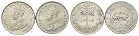 BRITISH WEST AFRIKA, Georg V., 1910-1936, 2 Shillings 1916 H, Heaton. DAZU:BRITISH OST AFRIKA, Shilling 1925.
2 Stk., vz/st
KM 13;21