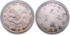 CHINA, Chin (Ching)-Dynastie, 1616 (1644)-1911, Dollar o.J. (1899). Old Dragon. Prov. Kiang Nan.
PCGS Genuine, Chop Mark, VF Detail with very attract...