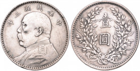 CHINA, Republik, 1912-1949, Dollar Jahr 3 =1914. Yuan Shih-kai.
kl.Rdf., ss-vz
KM Y.329