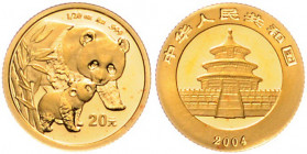 CHINA, Volksrepublik, seit 1949, 20 Yuan 2004, Panda. -Mwst befreit-
GOLD, Rs.min.Kr., f.st
KM 1529