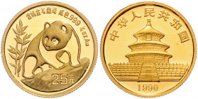 CHINA, Volksrepublik, seit 1949, 25 Yuan 1990, Panda. Large Date. -Mwst befreit-
GOLD, st
PAN-120A