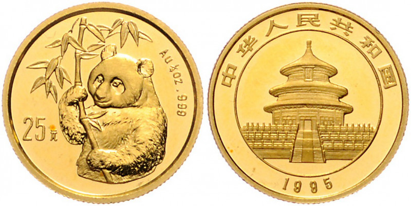 CHINA, Volksrepublik, seit 1949, 25 Yuan 1995, Panda. 1/4 Oz. -Mwst befreit-
GO...