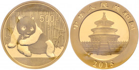 CHINA, Volksrepublik, seit 1949, 500 Yuan 2015, Panda. 1 Oz. -Mwst befreit-
GOLD, orig. verschweißt, st