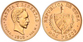 CUBA, Republik, seit 1902, 5 Pesos 1915. -Mwst befreit-
GOLD, vz-st
KM 14; Frbg.4