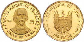 CUBA, Republik, seit 1902, 100 Pesos 1977. Carlos Manuel de Cespedes. -Mwst befreit-
GOLD, PP
KM 43