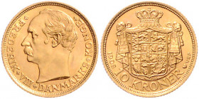 DÄNEMARK, Frederik VIII., 1906-1912, 10 Kronen 1908. -Mwst befreit-
GOLD, st
KM 809