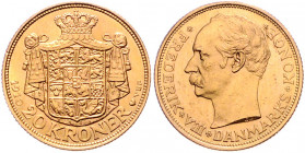 DÄNEMARK, Frederik VIII., 1906-1912, 20 Kronen 1910. 8,92g. -Mwst befreit-
GOLD, f.st
KM 810
