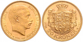 DÄNEMARK, Christian X., 1912-1947, 20 Kronen 1914 VBP, Kopenhagen. -Mwst befreit-
GOLD, vz
KM 817.1