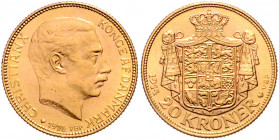 DÄNEMARK, Christian X., 1912-1947, 20 Kronen 1914 VBP, Kopenhagen. -Mwst befreit-
GOLD, vz
KM 817.1