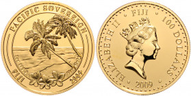 FIJI INSELN, Elisabeth II., seit 1952, 100 Dollars 2009. Pacific Sovereign. 31,1g. -Mwst befreit-
GOLD, st