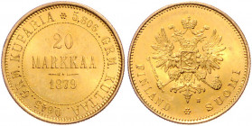 FINNLAND, Alexander II. von Russland, 1855-1881, 20 Markkaa 1879 S. -Mwst befreit-
GOLD, vz-st
KM 9.2