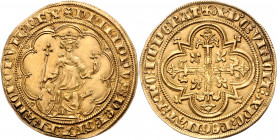 FRANKREICH, Philipp IV., der Schöne, 1285-1314, Masse d'or o.J. König thronend v.vorn mit Lilienzepter und Lilie in bogenförmiger Einfassung, +PHILIPV...