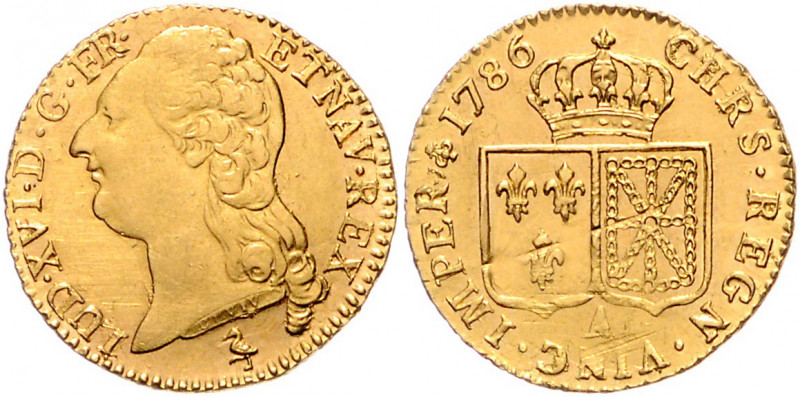 FRANKREICH, Ludwig XVI., 1774-1792, Louis d'or 1786 A, Paris. 7,63g.
GOLD, vz+...