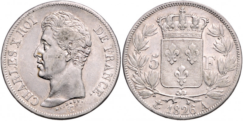 FRANKREICH, Karl X., 1824-1830, 5 Francs 1826 A, Paris.
ss
KM 728.1