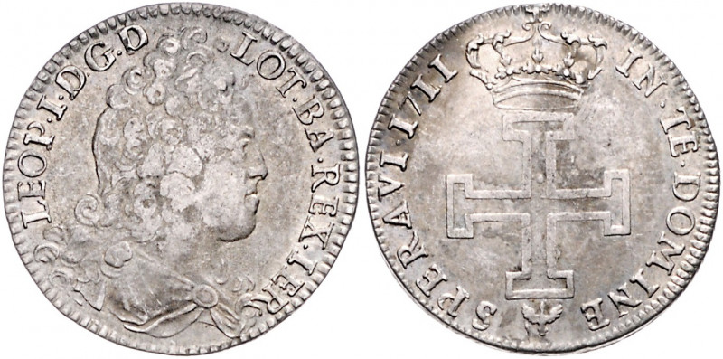 FRANKREICH / LOTHRINGEN, Leopold I., 1697-1729, Teston 1711, Nancy. Drapierte Bü...