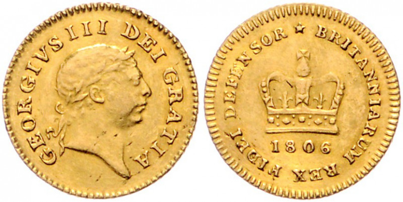 GROSSBRITANNIEN, Georg III., 1760-1820, 1/3 Guinea 1806. -Mwst befreit-
GOLD, v...