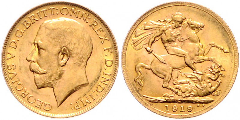 KANADA, Georg V., 1910-1936, Sovereign 1919 C. -Mwst befreit-
GOLD, vz
Frbg.2