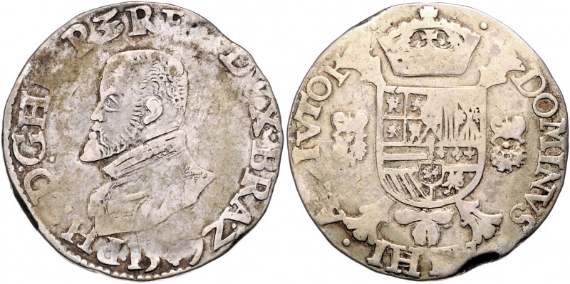 NIEDERLANDE - SPANISCHE, Philipp II., 1555-1598, Ecu Philippe 1592.
unrunder Sc...