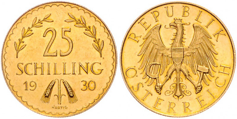 ÖSTERREICH, Erste Republik, 1918-1938, 25 Schilling 1930. -Mwst befreit-
GOLD, ...