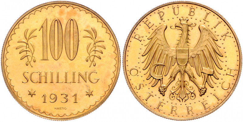 ÖSTERREICH, Erste Republik, 1918-1938, 100 Schilling 1931. -Mwst befreit-
GOLD,...