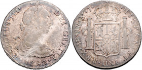 PERU, Carlos III., 1759-1788, 8 Reales 1782 MI, Lima.
Vs.kl.Sf., ss-vz
KM 78