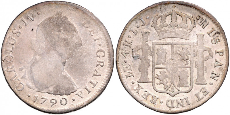 PERU, Carlos IV., 1788-1808, 4 Reales 1790 IJ, Lima. Büste Karl III.
f.ss
KM 8...