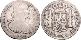 PERU, Carlos IV., 1788-1808, 8 Reales 1795 IJ, Lima.
f.ss/ss
KM 97
