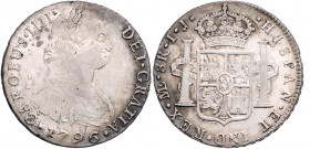 PERU, Carlos IV., 1788-1808, 8 Reales 1796 IJ, Lima.
l.Belagreste, ss-vz
KM 97