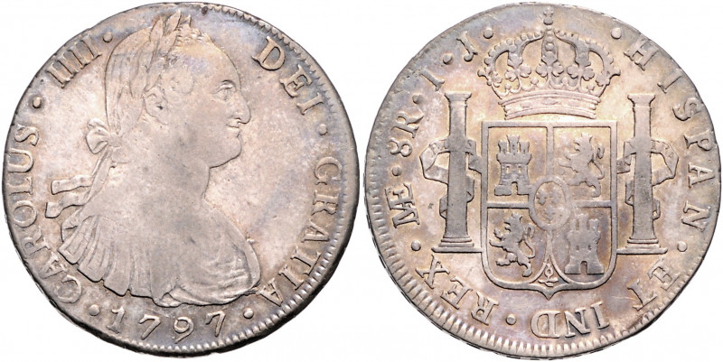 PERU, Carlos IV., 1788-1808, 8 Reales 1797 IJ, Lima.
feine Tönung, ss-vz
KM 97...