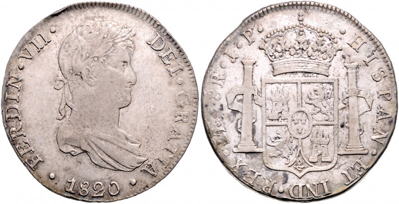 PERU, Ferdinand VII., 1808-1822, 8 Reales 1820 JP, Lima.
Rs.l.Belagreste, ss-vz...