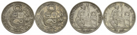 PERU, Republik, seit 1821, Sol 1864 YB, Lima; 1865 YB, Lima.
2 Stk., ss
KM 196.1