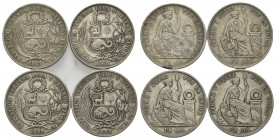 PERU, Republik, seit 1821, Sol 1868 YB, Lima (Rdf,ss); 1868 YB (2; ss; ss+); 1869 YB (ss).
4 Stk., ss bis ss+
KM 196.3