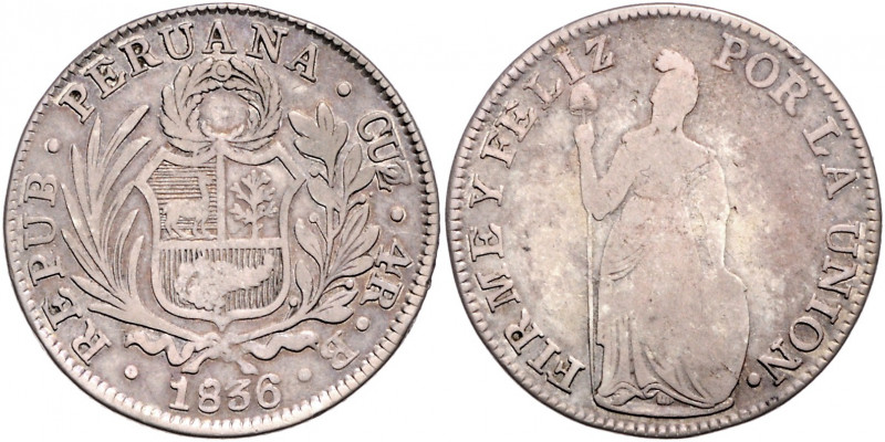 PERU, Republik, seit 1821, 4 Reales 1836 B. Cuzco.
f.ss/ss
KM 151.1