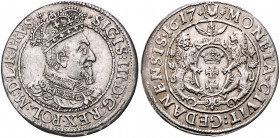 POLEN / DANZIG, Stadt, Ort =1/4 Taler 1617 SA. Mit Titel Sigismund III. 6,63g.
ss-vz
KM 14; Kopicki 7493